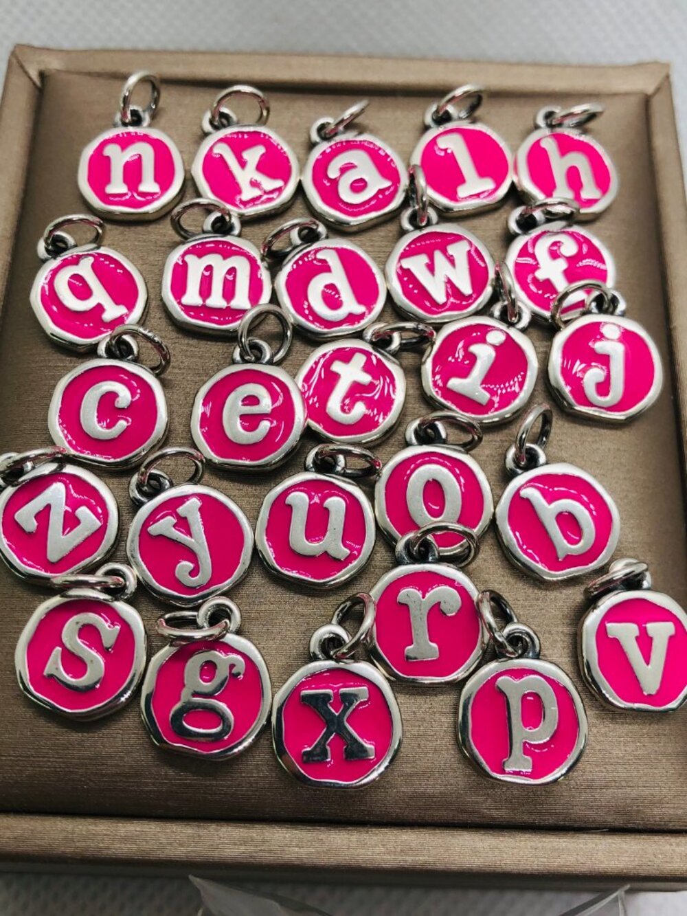 James Avery Vintage Type Initial Charm Dark Pink